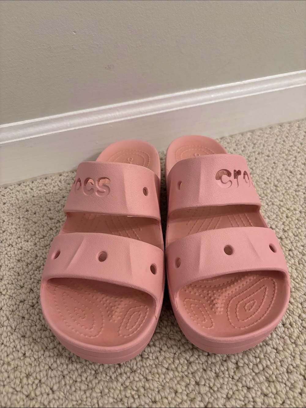 CROCS Pink Double-Strap Slide Sandals